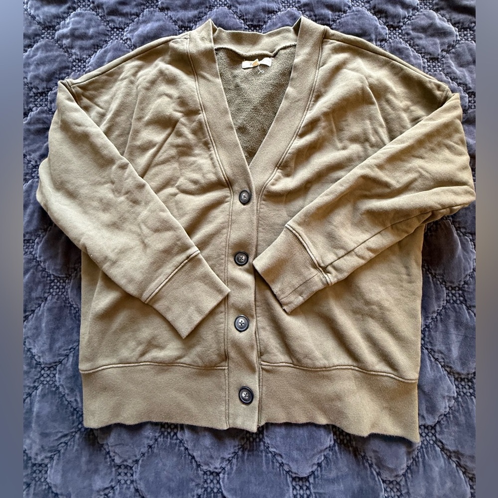 Madewell Olive Button-Up Cardigan